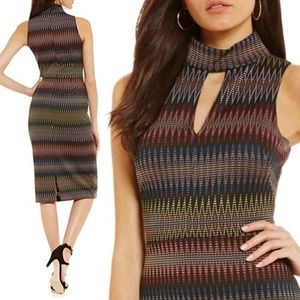 Maggy London Mock Cut Out Neck Printed Sheath NWT